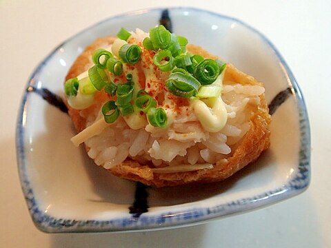 七味マヨで　サラダチキンと葱のお稲荷さん